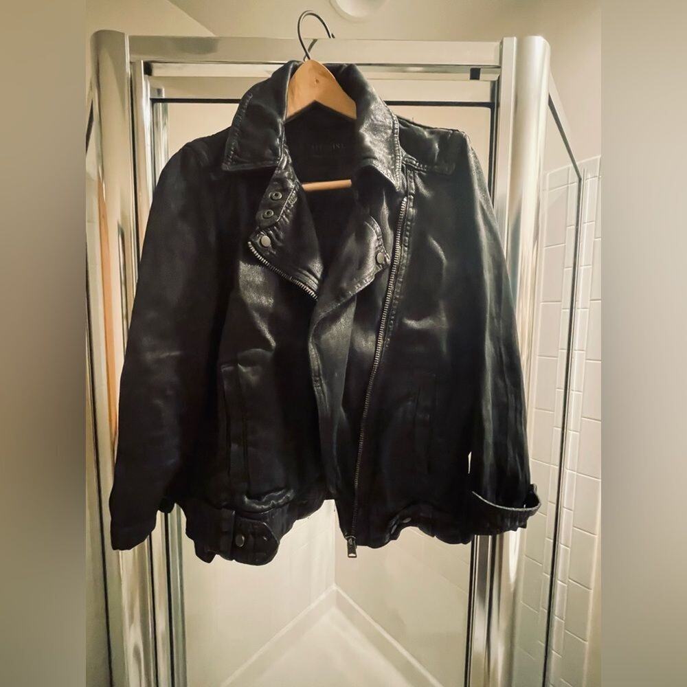 Biker Jacket - AllSaints - Smoke Black - Size small - Fall Jacket - Y2K Gorpcore